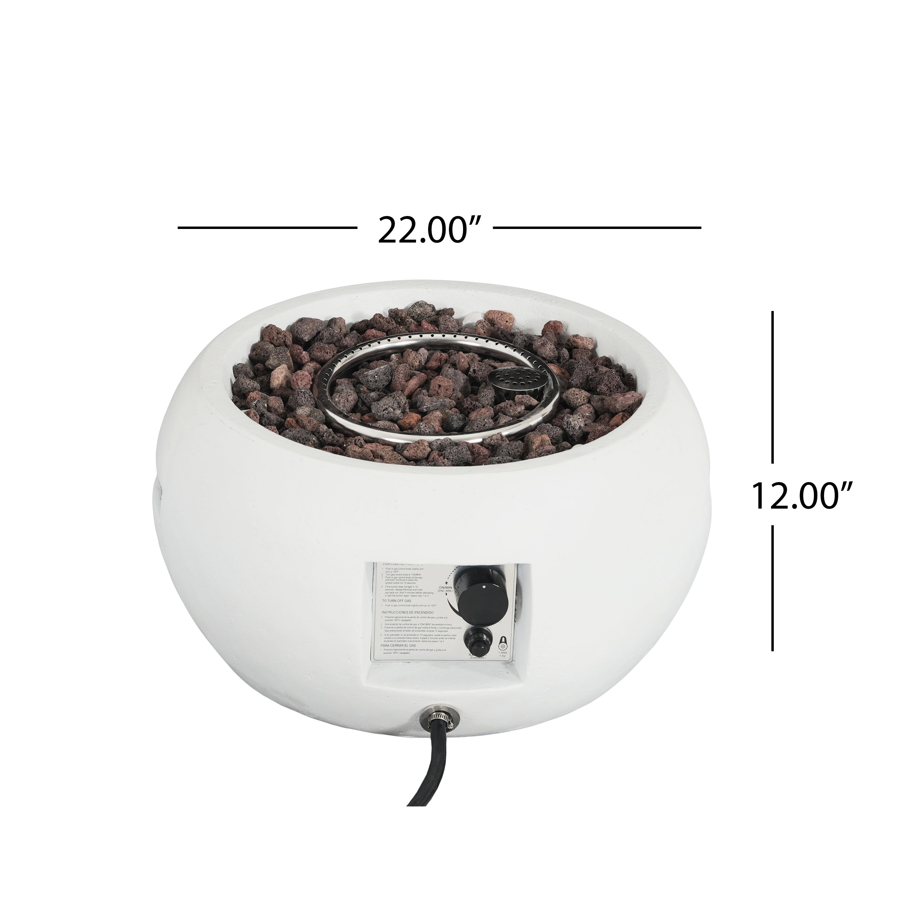 Walker Edison | Foyer extérieur au propane MGO au design rond minimaliste pour patio.