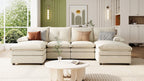 Walker Edison | Canapé d'angle en chenille avec coussins d'accoudoirs réglables 