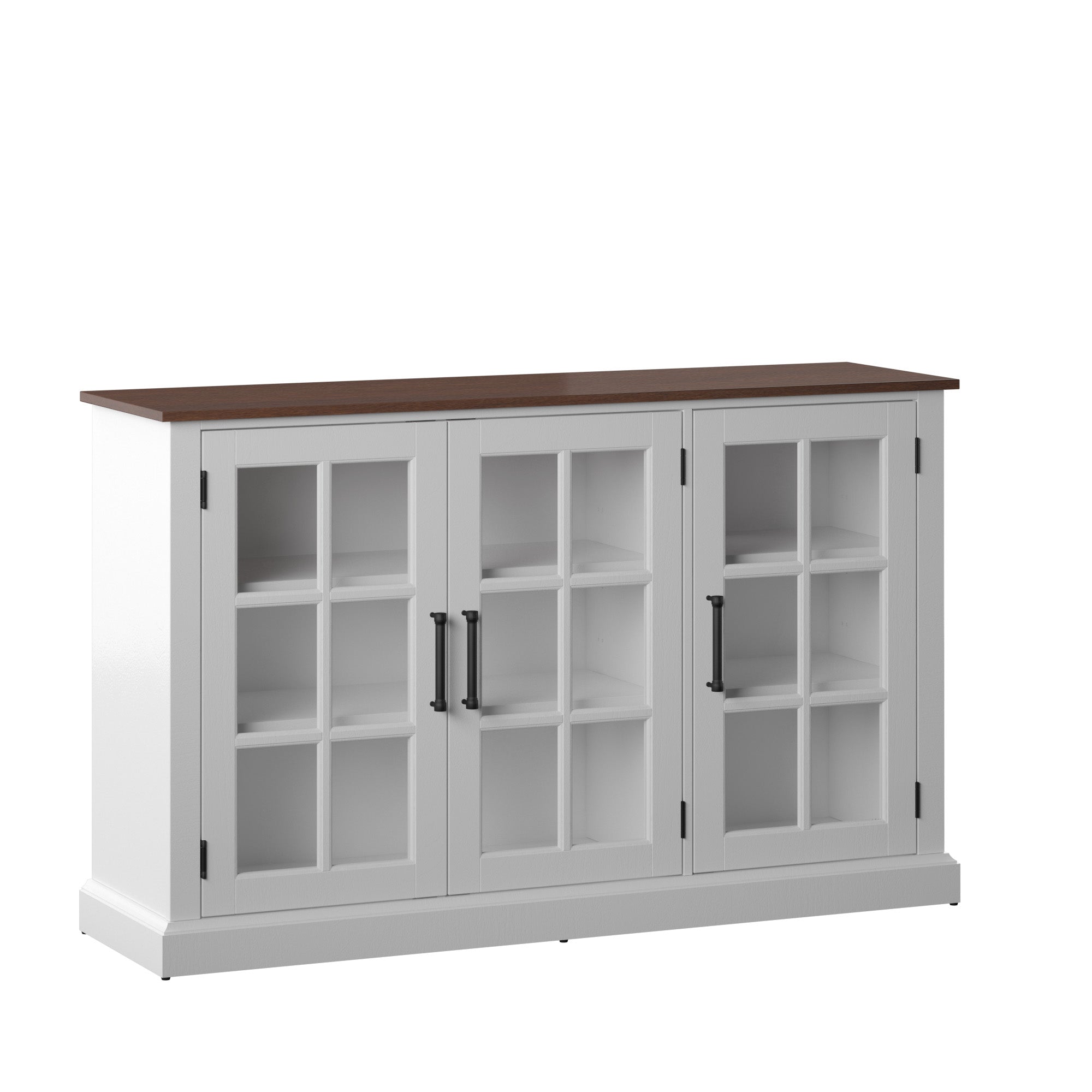 Buffet bicolore avec portes vitrées style ferme