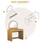 Walker Edison | Coiffeuse au design moderne à courbes cannelées