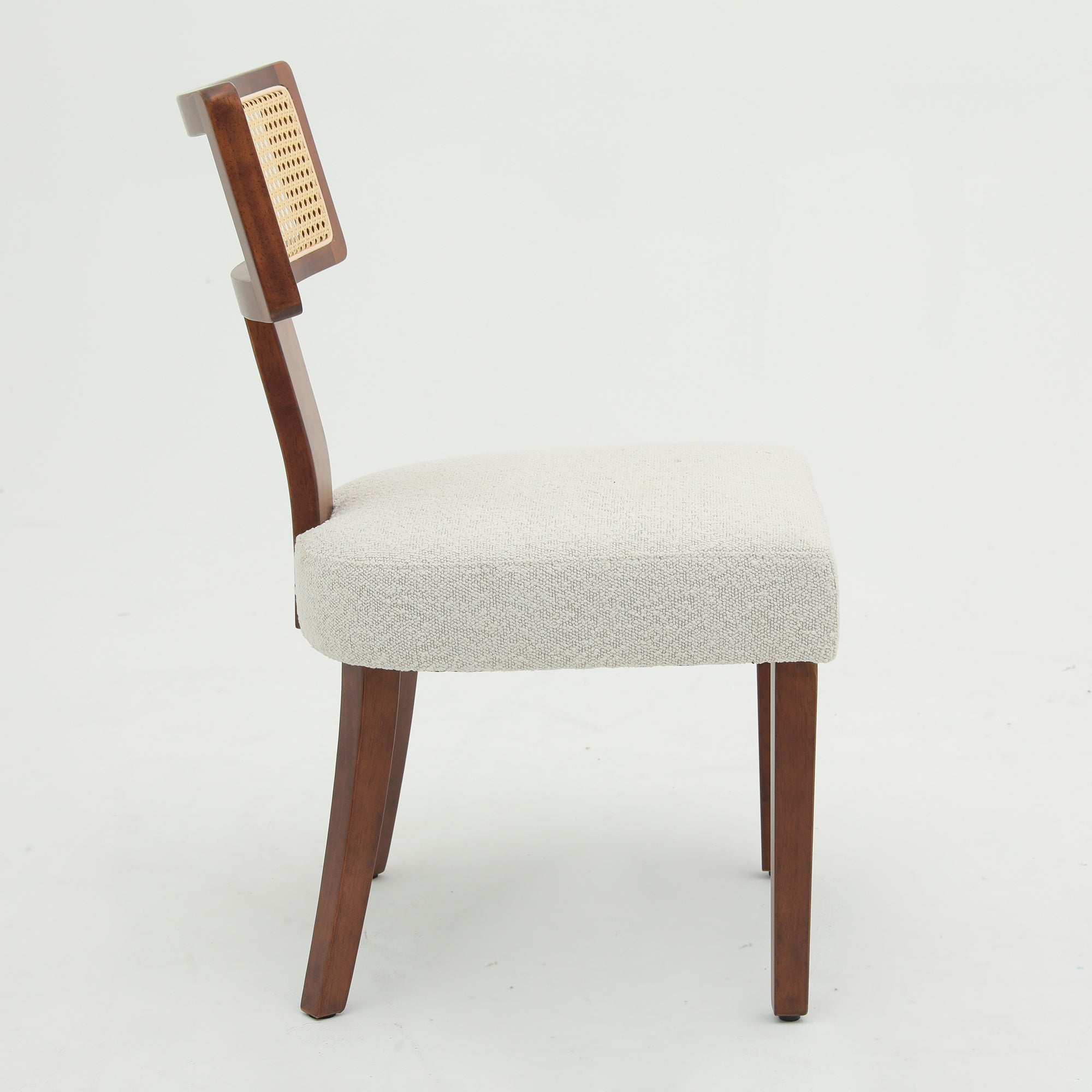 Ensemble de 2 chaises de salle à manger modernes du milieu du siècle en bois et rotin 