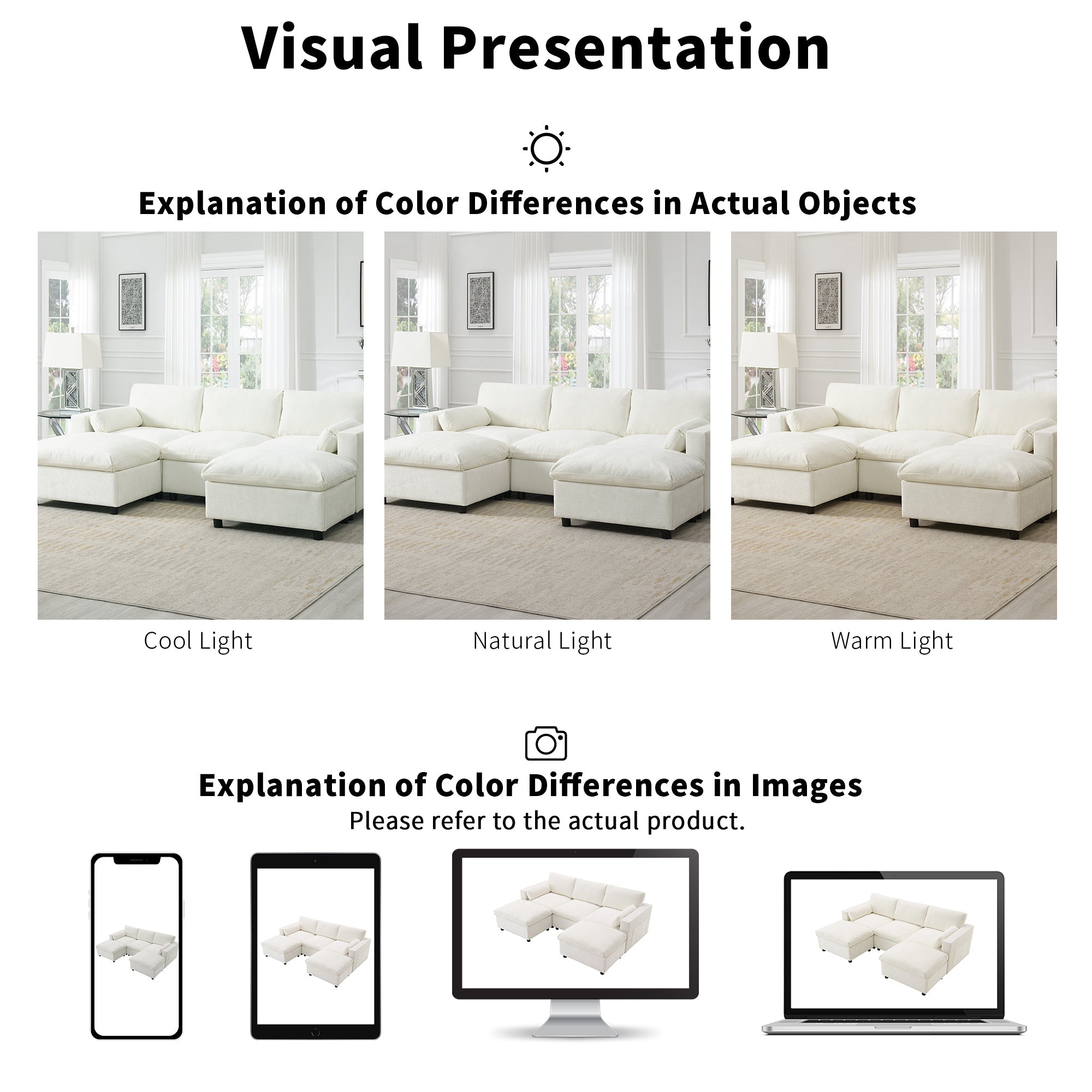 Canapé d'angle modulaire Cloud avec poches de rangement et 2 poufs amovibles