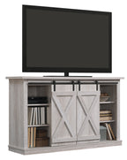 Portes coulissantes de style grange, meuble TV en peuplier de 137 cm, console multimédia