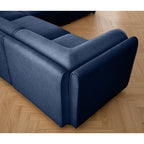 Walker Edison | Canapé deux places élégant en chenille bleue avec pouf de rangement
