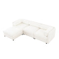 Walker Edison | Canapé d'angle contemporain en chenille blanche avec rangement et pouf