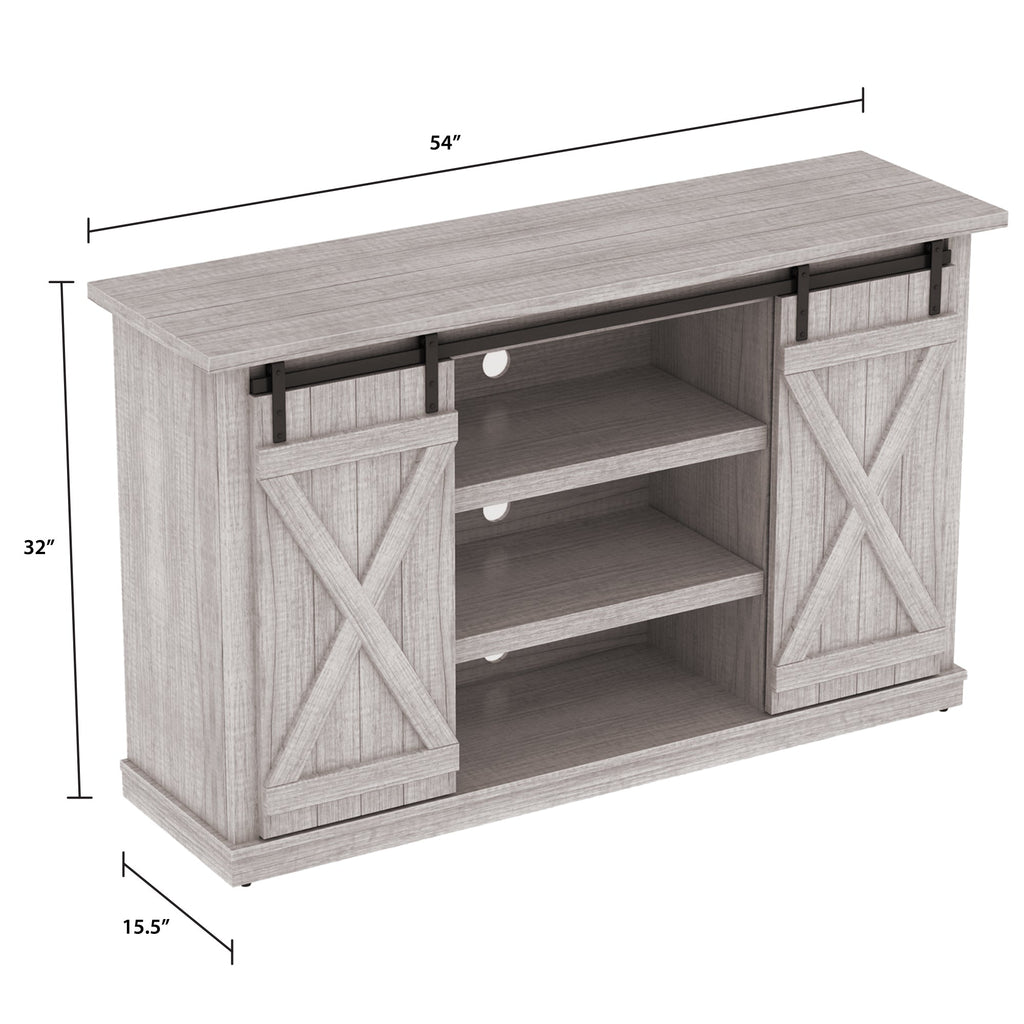 Portes coulissantes de style grange, meuble TV en peuplier de 137 cm, console multimédia