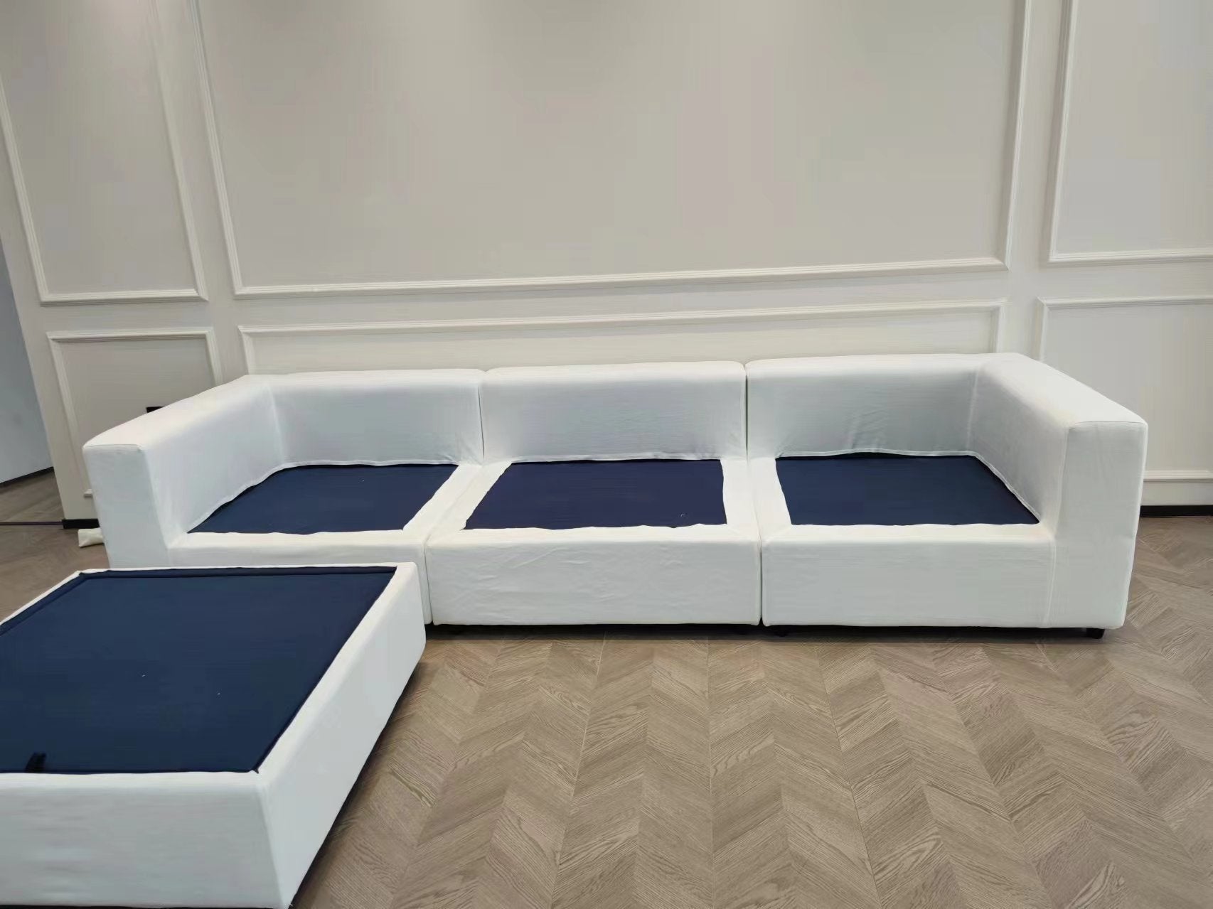 Walker Edison | Canapé d'angle modulable Cloud Home Comfort avec pouf de rangement 