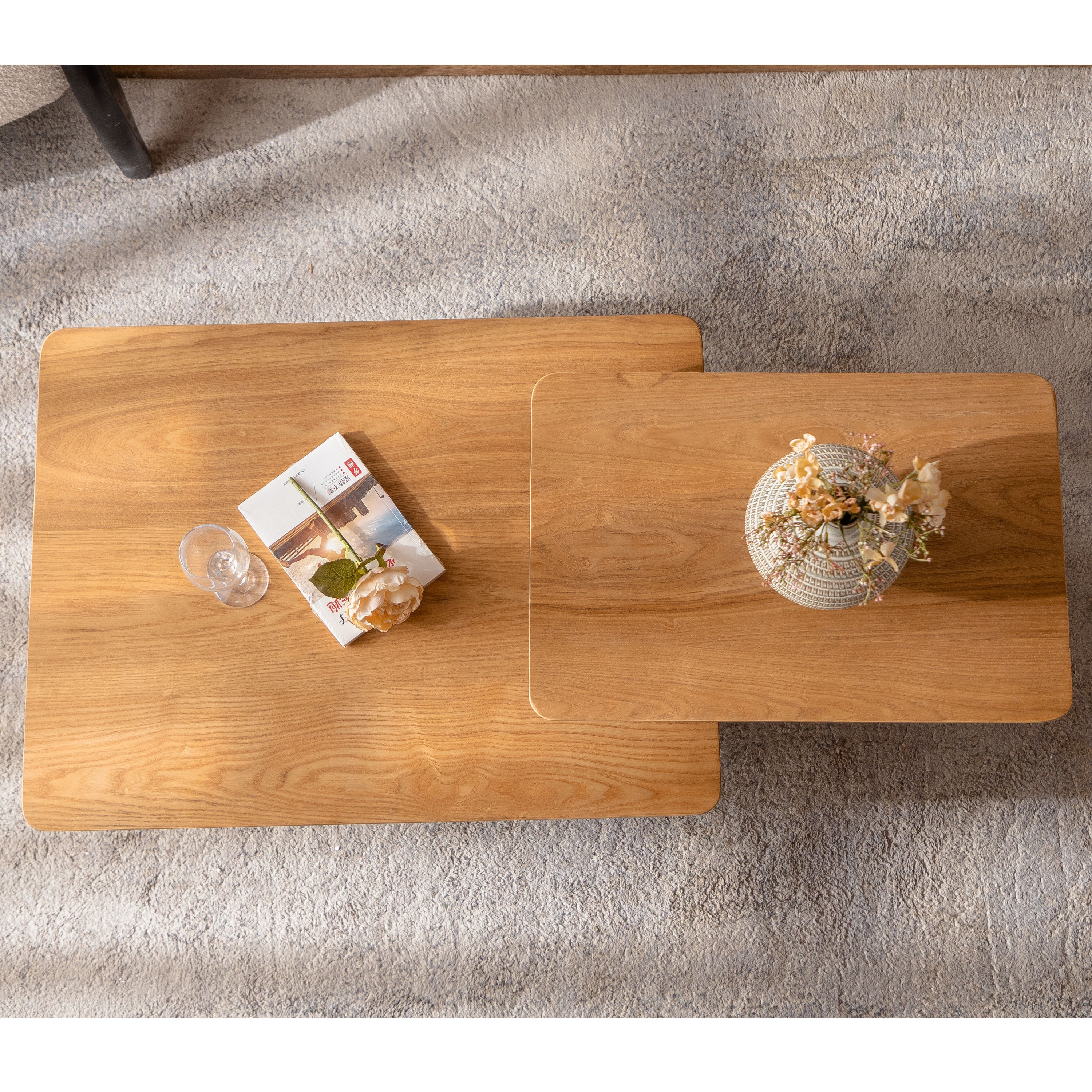 Walker Edison | Ensemble de 2 tables basses carrées style vintage