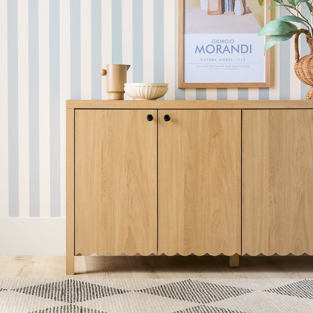 Buffet/meuble TV Paisley 60 moderne à bords festonnés, montage facile