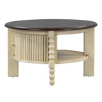 Table basse ronde de style traditionnel de 77 cm avec porte coulissante de rangement