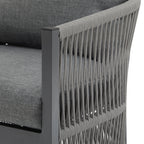 Walker Edison | Ensemble de 2 chaises d'extérieur incurvées élégantes en corde tressée grise