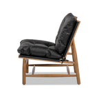 Fauteuil d'appoint Oxford 26,5' Noir en cuir noir, style moderne du milieu du siècle 