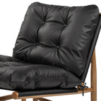 Fauteuil d'appoint Oxford 26,5' Noir en cuir noir, style moderne du milieu du siècle 