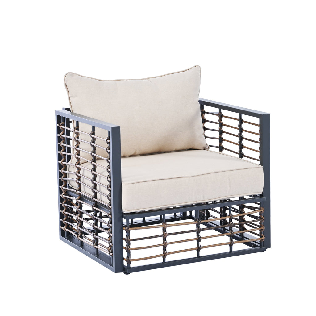 Walker Edison | Ensemble de canapé d'angle 7 pièces en métal, style minimaliste moderne, pour terrasse extérieure