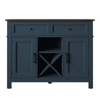 Buffet de style campagnard avec étagères à vin et rangement pour verres à pied