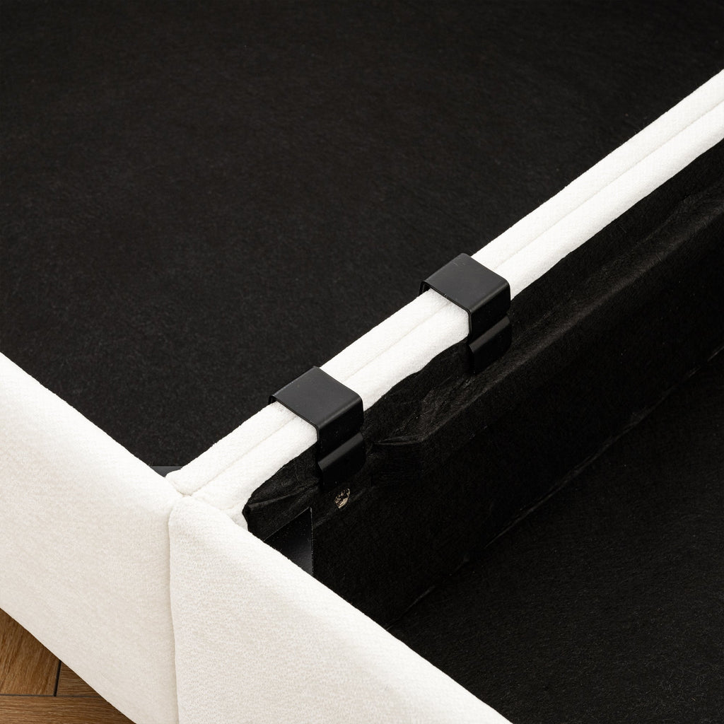 Walker Edison | Canapé d'angle contemporain en chenille blanche avec rangement et pouf