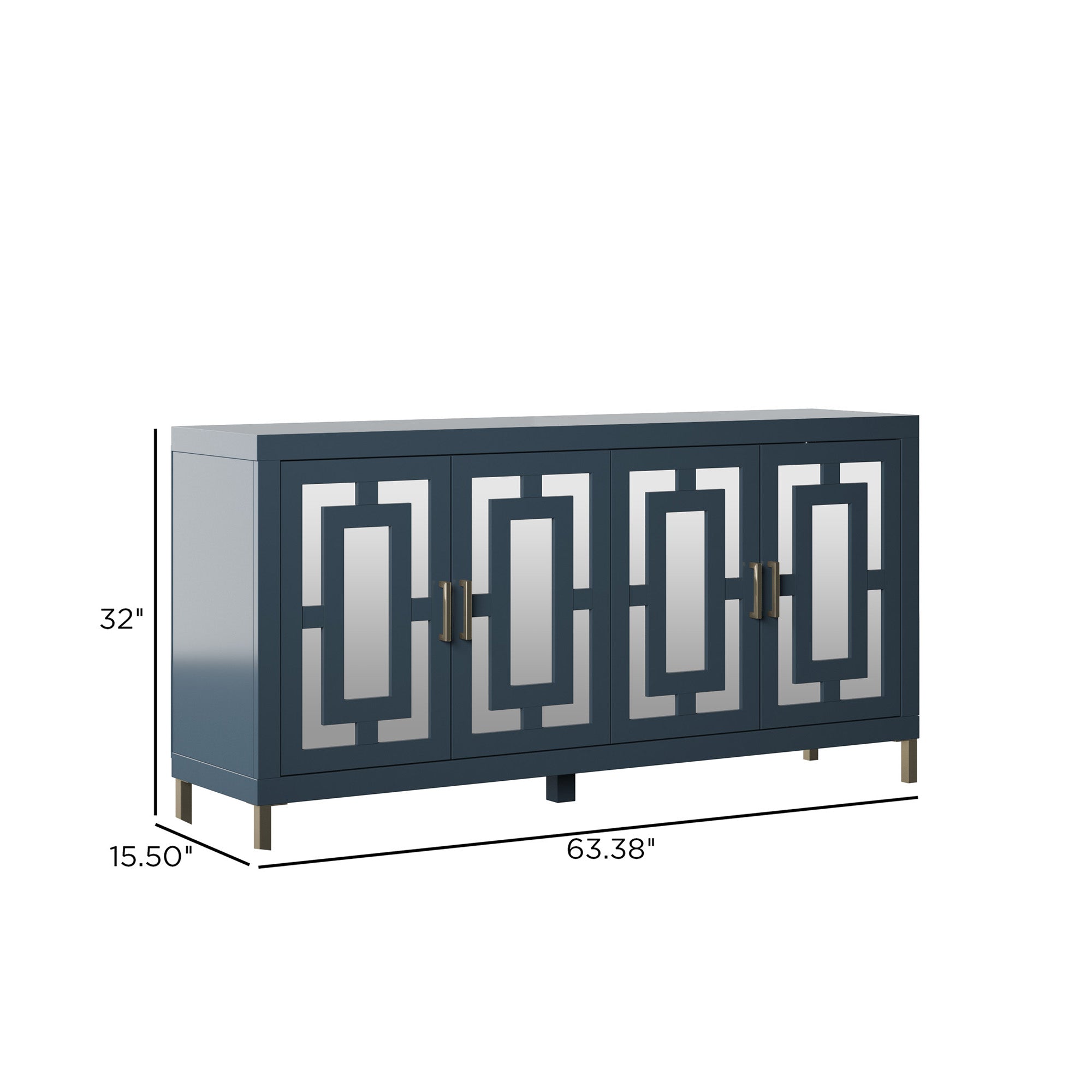 Buffet à portes miroir géométriques