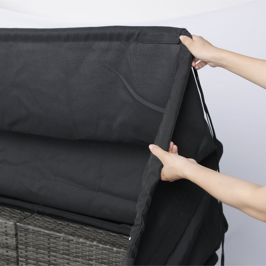 Ensemble de canapés d'angle 7 pièces en rotin tressé avec auvent pour terrasse extérieure Walker Edison 