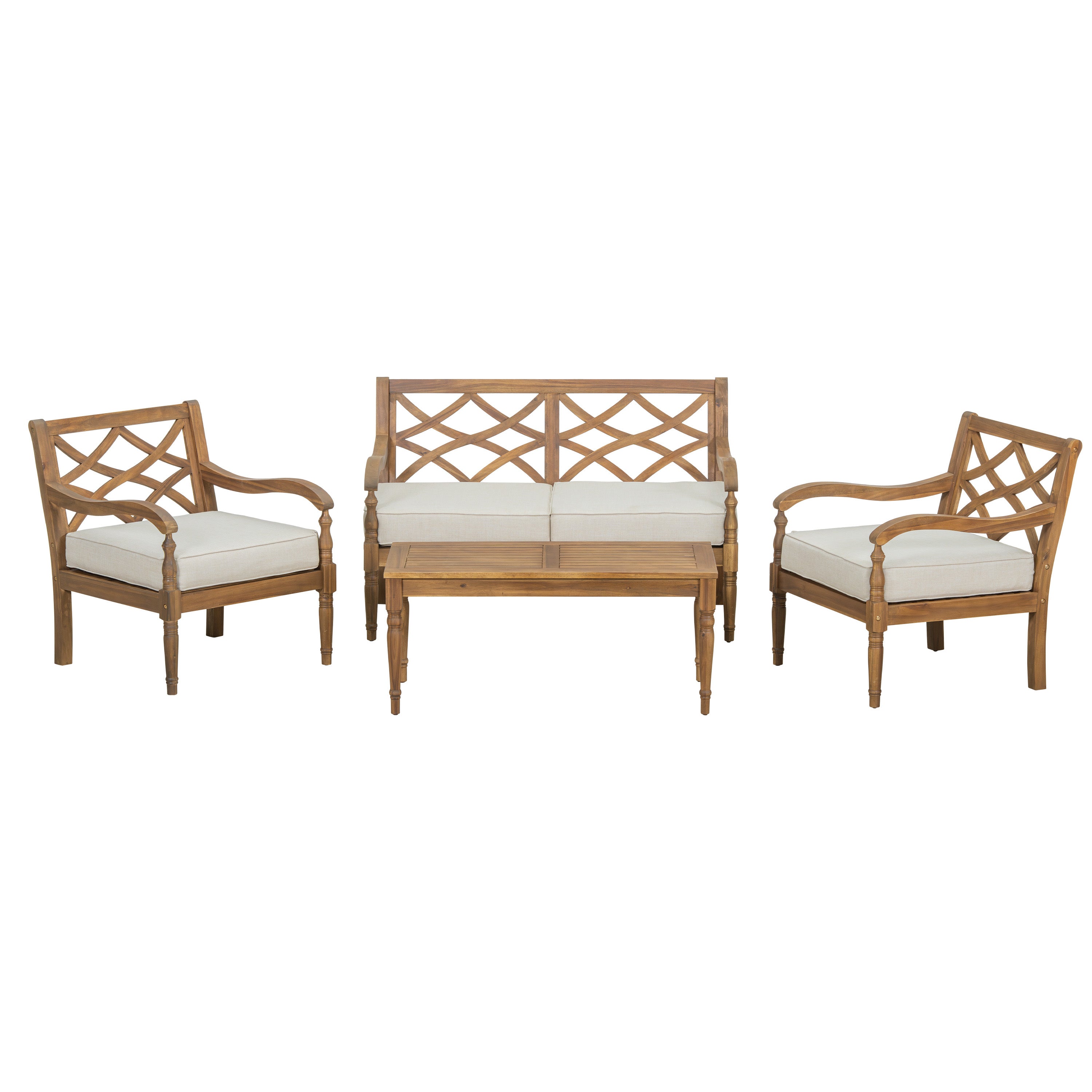 Ensemble de canapés d'extérieur 4 pièces en bois d'acacia Walker Edison 