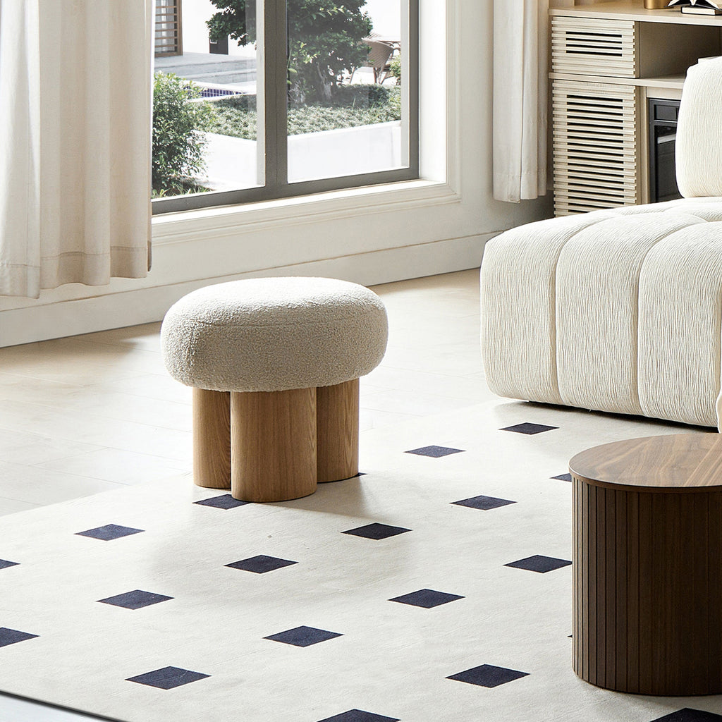 Walker Edison | Tabouret minimaliste incurvé en bois bouclé champignon 