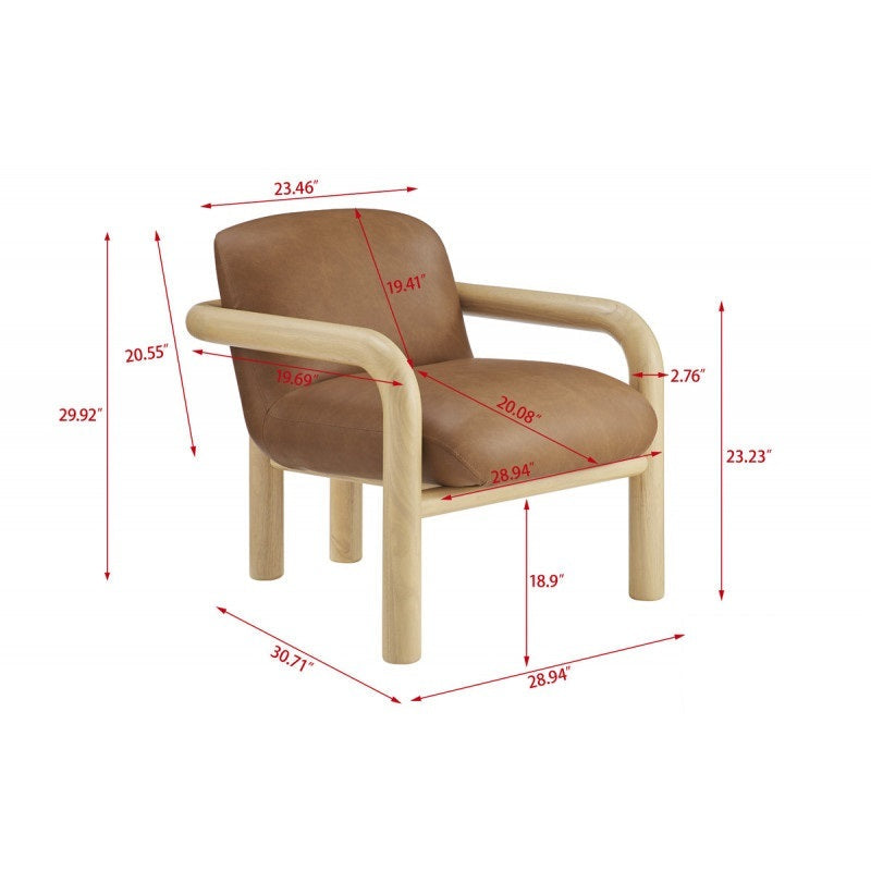 Fauteuil d'appoint moderne en similicuir avec structure en bois courbée et revêtement en bois courbé