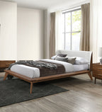 Walker Edison | Cadre de lit King Size à tête de lit ailée de style moderne du milieu du siècle