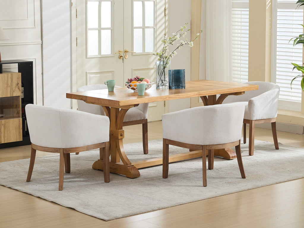 Chaises de salle à manger cylindriques rembourrées en lin, style moderne du milieu du siècle 