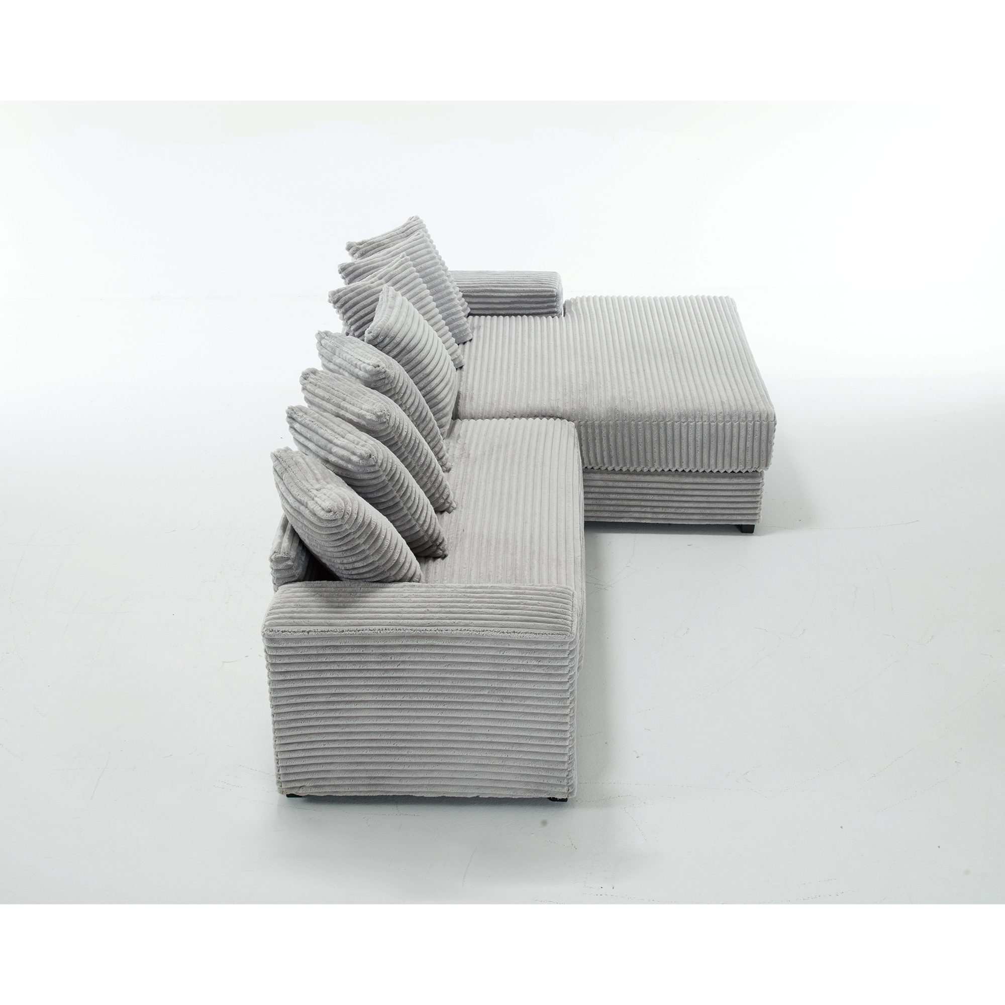 Walker Edison | Canapé d'angle Cloud en velours côtelé, en forme de L, à droite