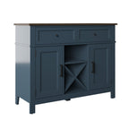 Buffet de style campagnard avec étagères à vin et rangement pour verres à pied