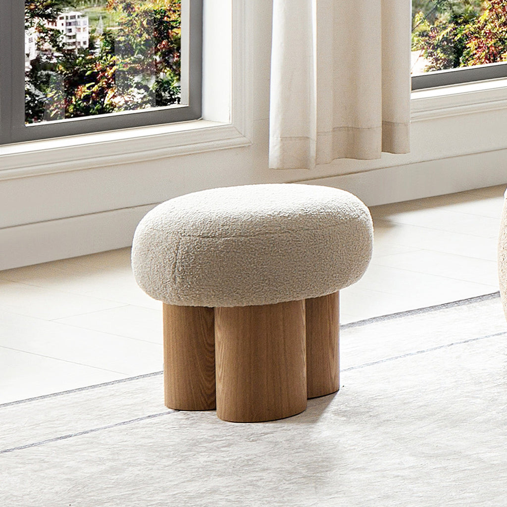 Walker Edison | Tabouret minimaliste incurvé en bois bouclé champignon 