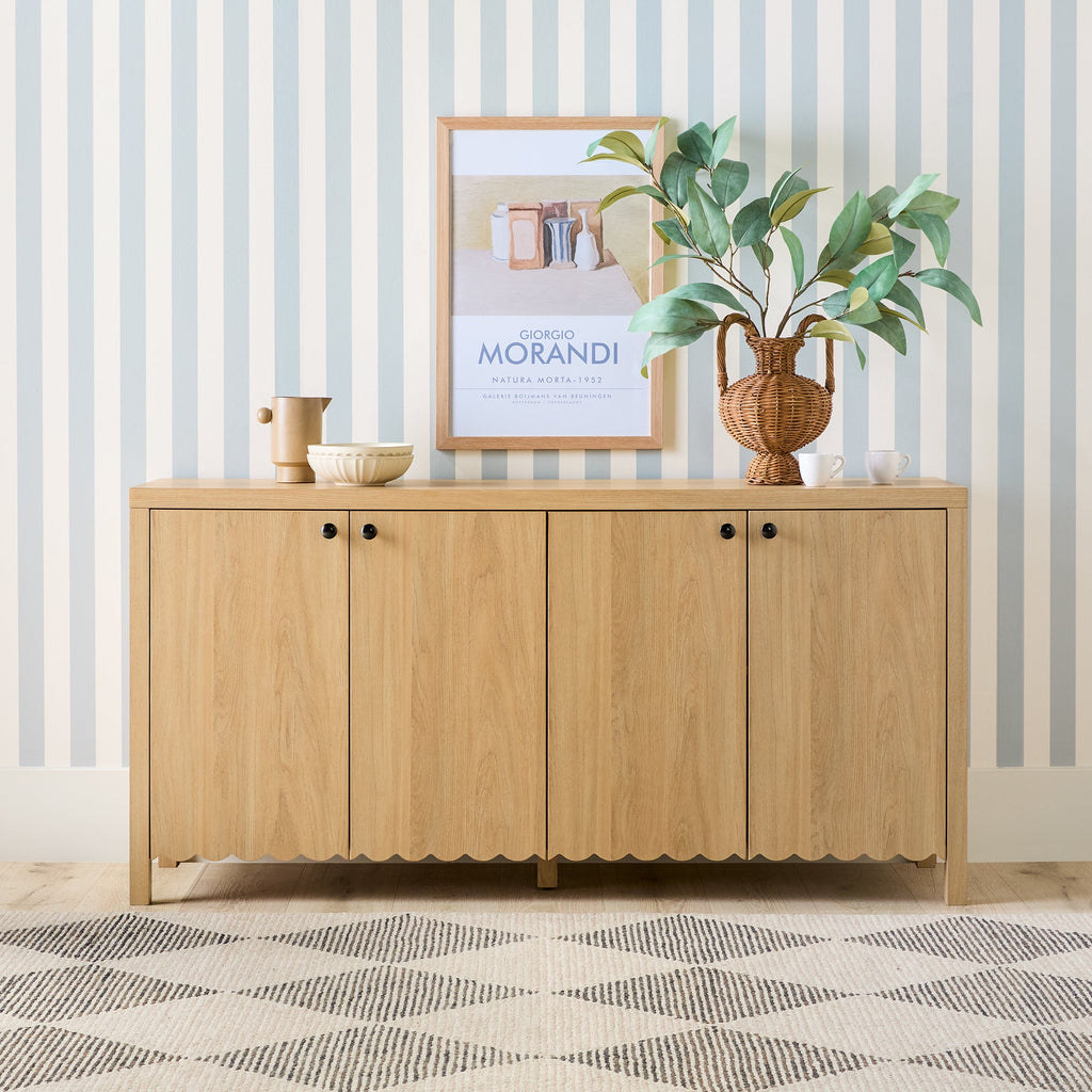 Buffet/meuble TV Paisley 60 moderne à bords festonnés, montage facile