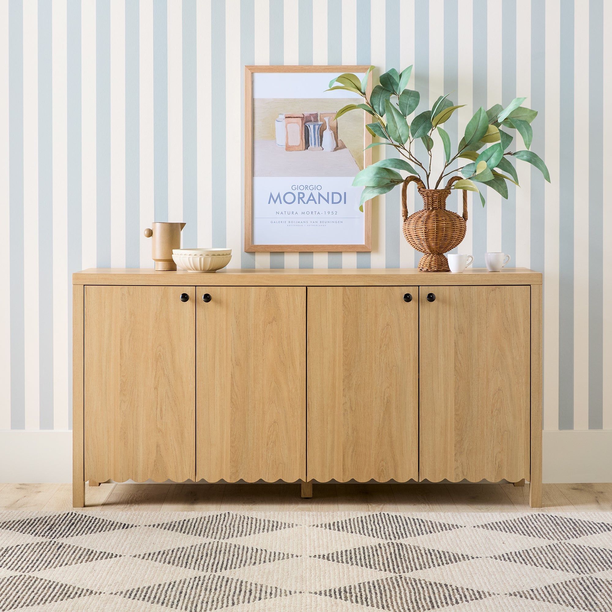 Buffet/meuble TV Paisley 60 moderne à bords festonnés, montage facile