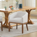 Chaises de salle à manger cylindriques rembourrées en lin, style moderne du milieu du siècle 