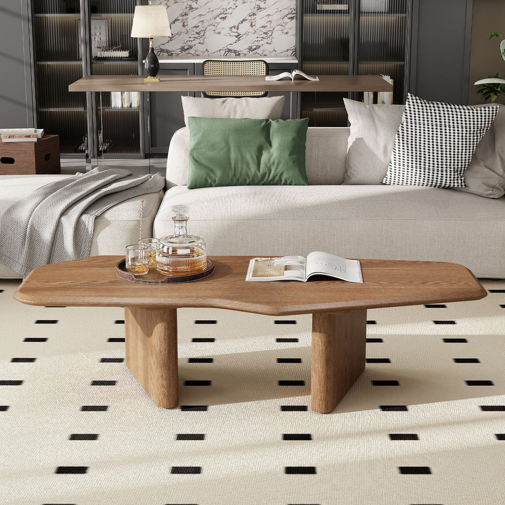 Table basse moderne en placage de frêne rustique 