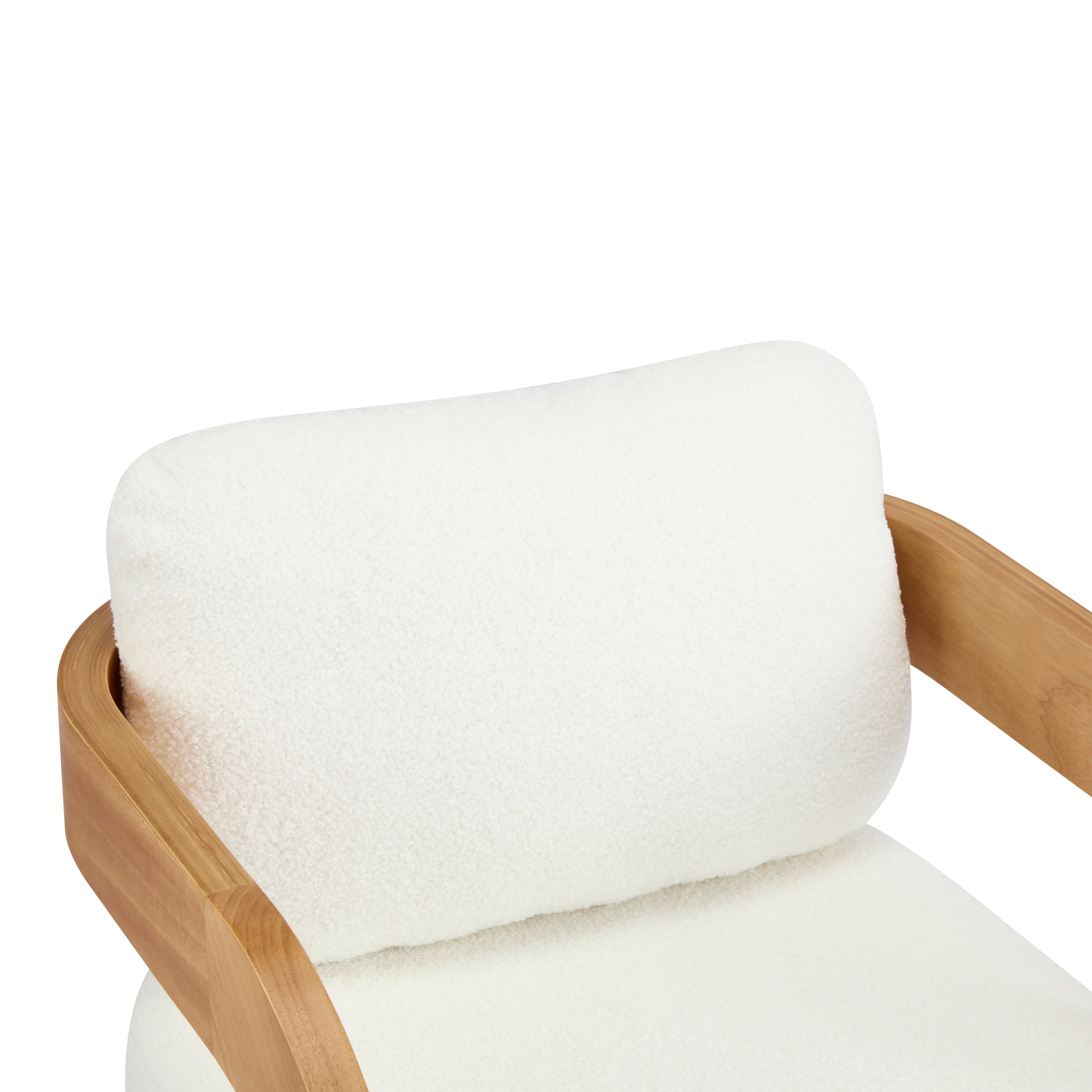 Lot de 2 chaises de salle à manger blanches bouclées avec dossier coussin et structure en bois massif