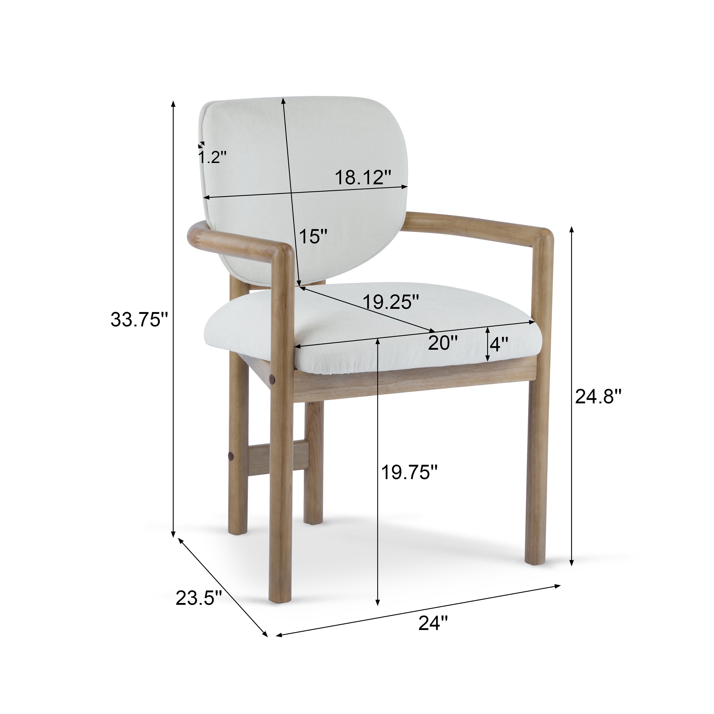 Walker Edison | Ensemble de 2 chaises de salle à manger modernes en bois rembourrées