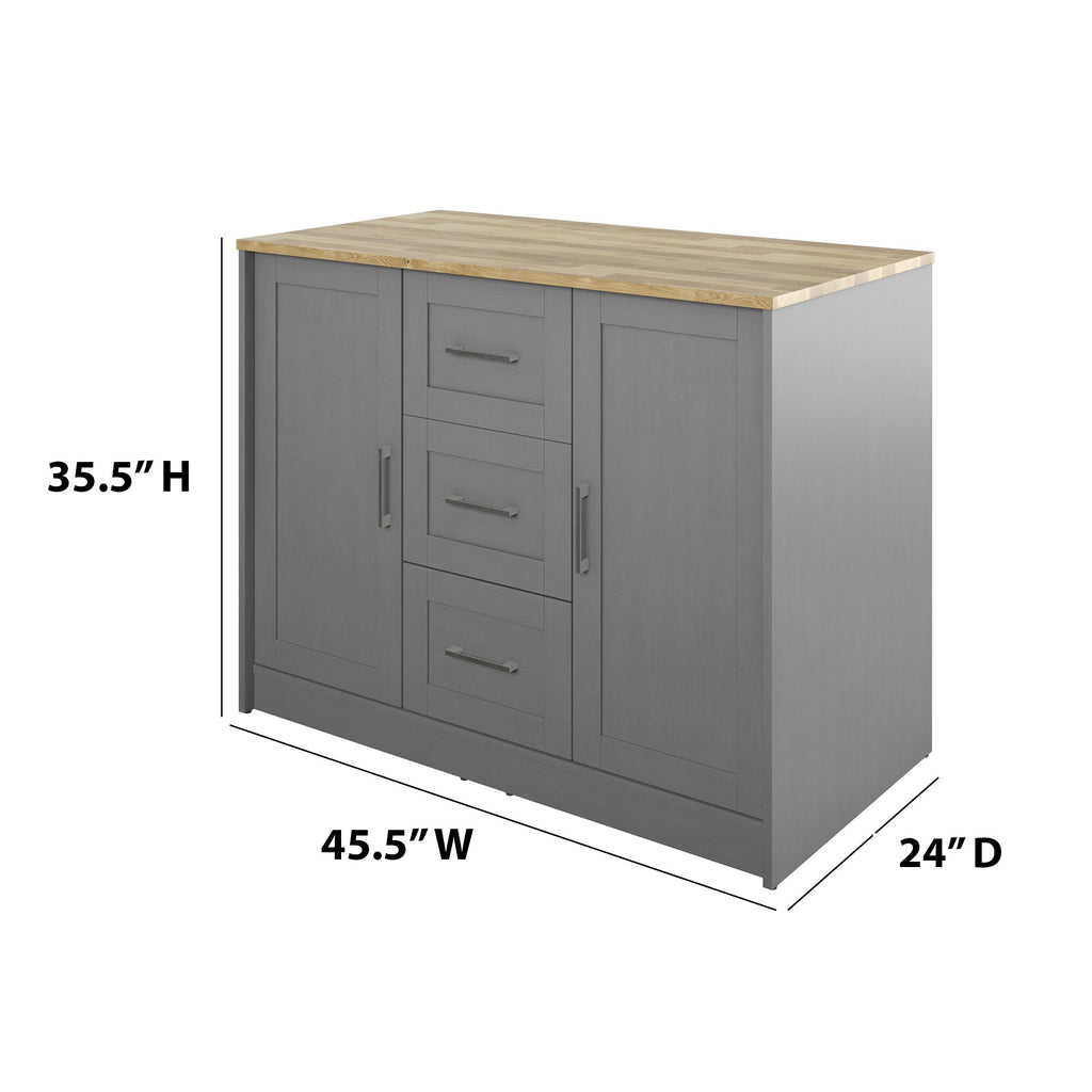 Îlot de cuisine classique et moderne avec plan de travail en bois massif