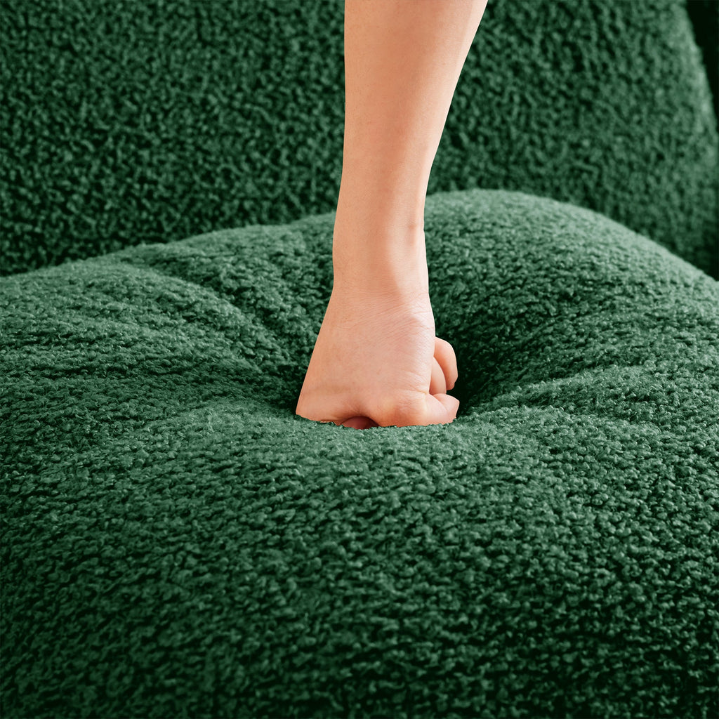 Canapé deux places Teddy en forme de L au design ergonomique incurvé 