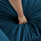 Walker Edison | Canapé deux places deux places en chenille bleu ciel avec pouf