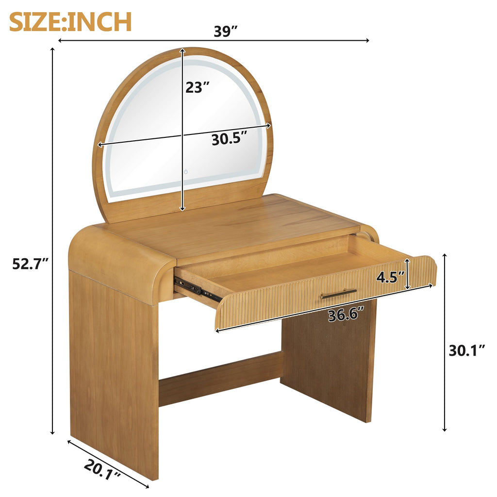 Walker Edison | Coiffeuse au design moderne à courbes cannelées
