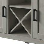 Buffet de style campagnard avec étagères à vin et rangement pour verres à pied