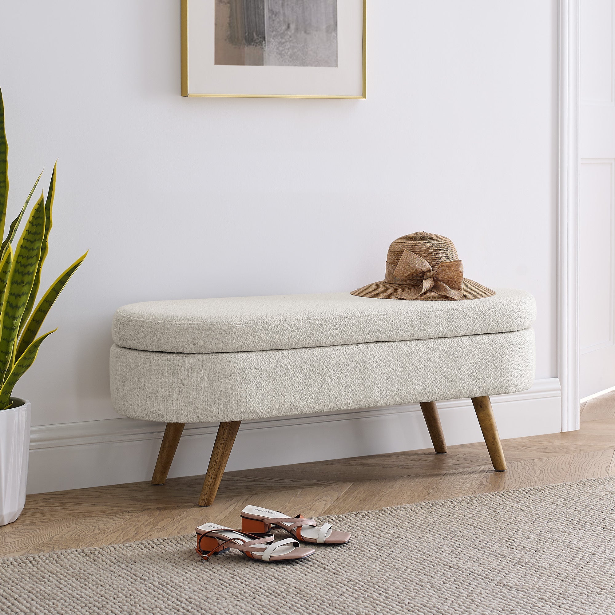 Walker Edison | Banc de rangement ovale ottoman