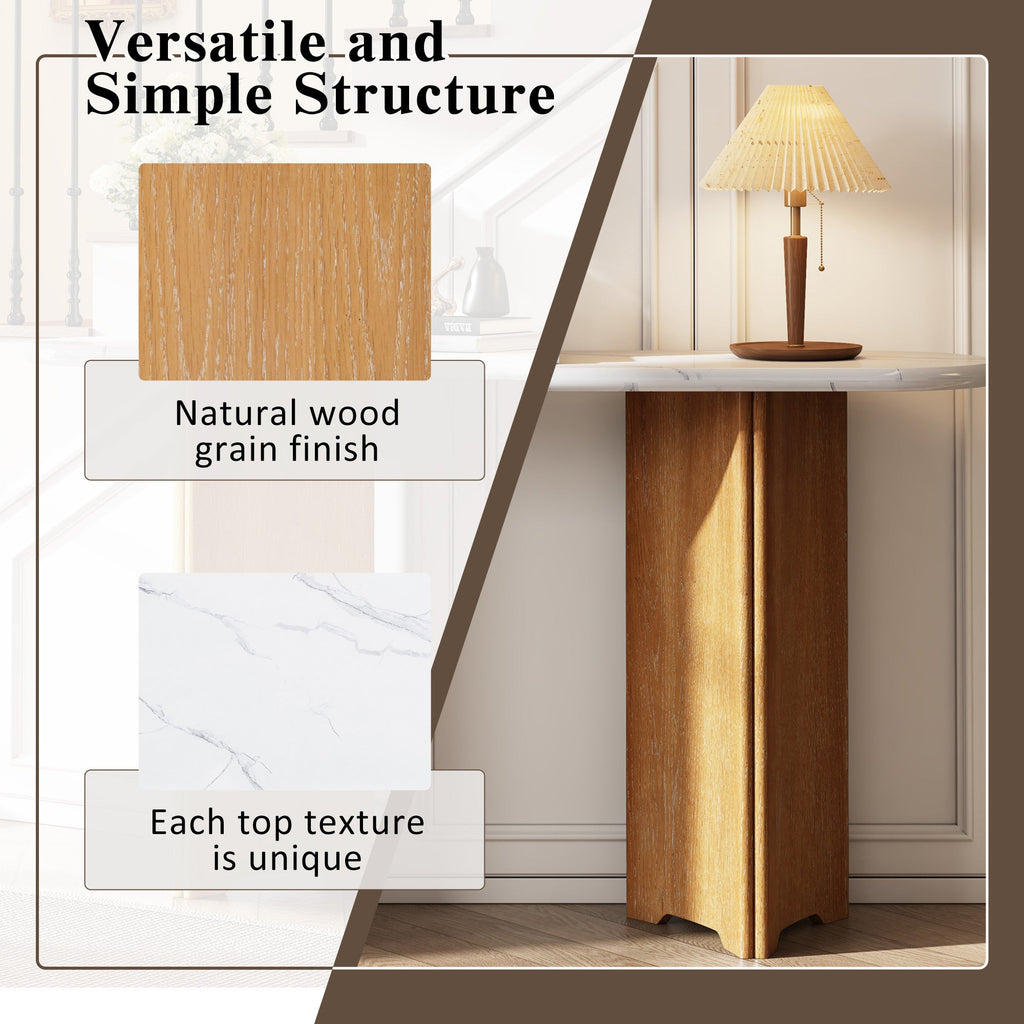 Console d'entrée ovale Walker Edison avec plateau en faux marbre 