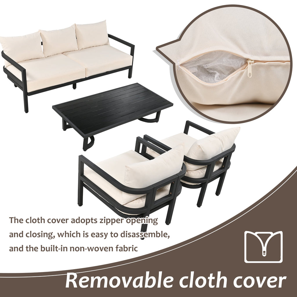 Ensemble de canapés d'extérieur en acier au design incurvé Walker Edison | 