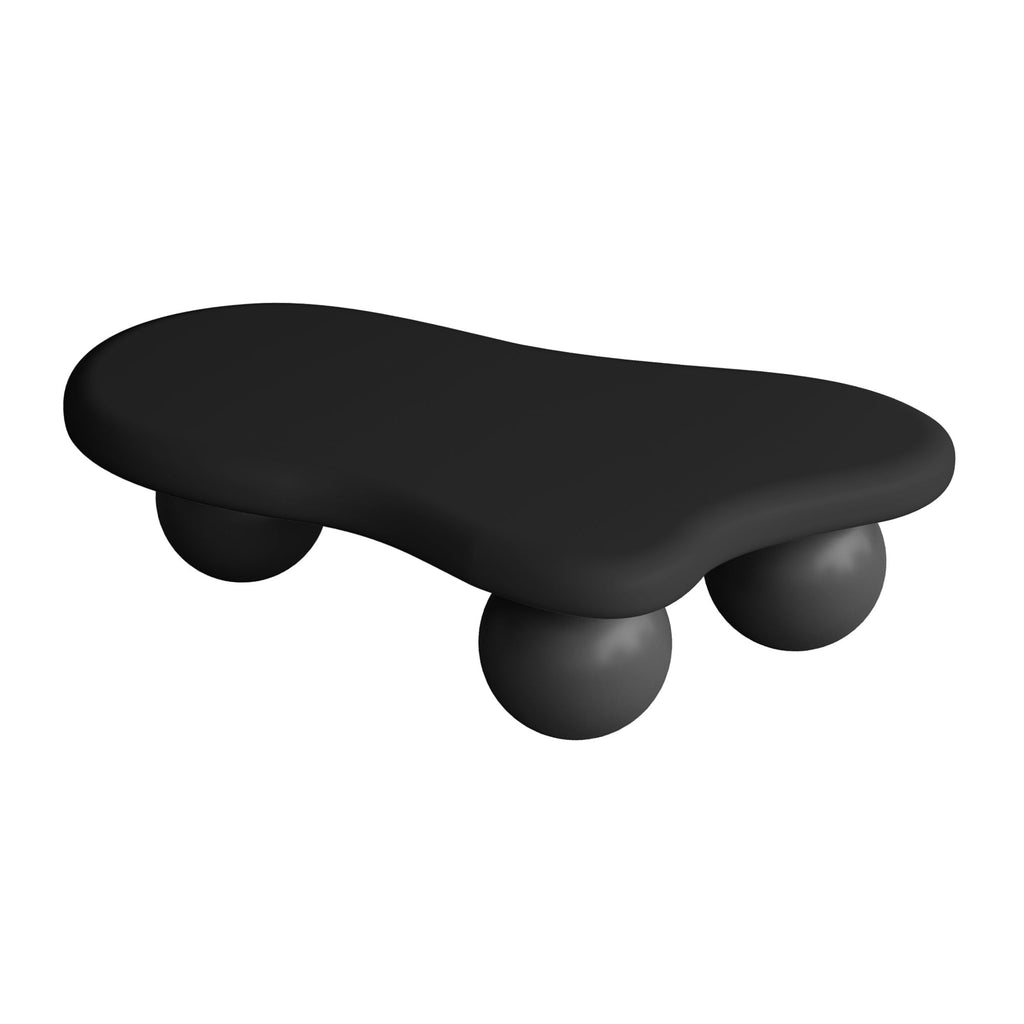 Table basse nuage de 101,6 cm (40 pouces) avec 3 pieds sphériques pour salon, noire