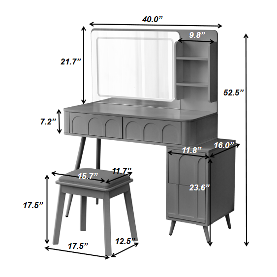 Walker Edison | Coiffeuse moderne avec éclairage LED et miroir