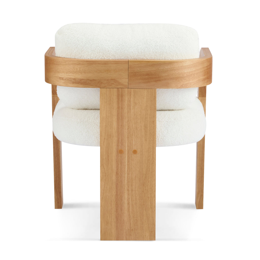 Lot de 2 chaises de salle à manger blanches bouclées avec dossier coussin et structure en bois massif