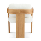 Lot de 2 chaises de salle à manger blanches bouclées avec dossier coussin et structure en bois massif