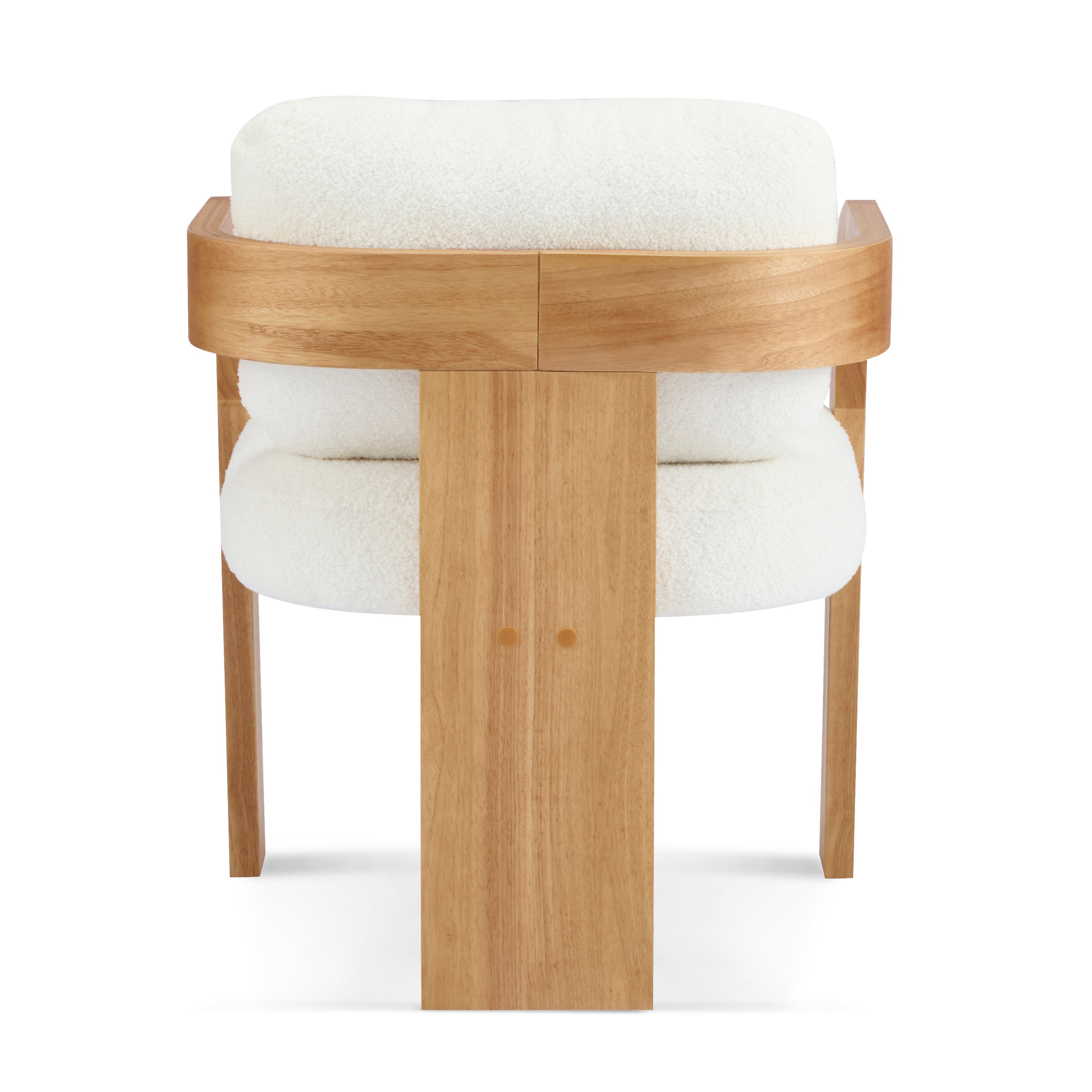 Lot de 2 chaises de salle à manger blanches bouclées avec dossier coussin et structure en bois massif