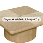 Table basse moderne en placage, 88 cm (34,6 po), piètement cylindrique cannelé carré